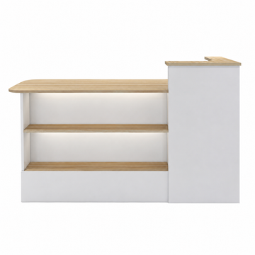 Checkout Counter with Dual-Level Worktop and Display Shelves