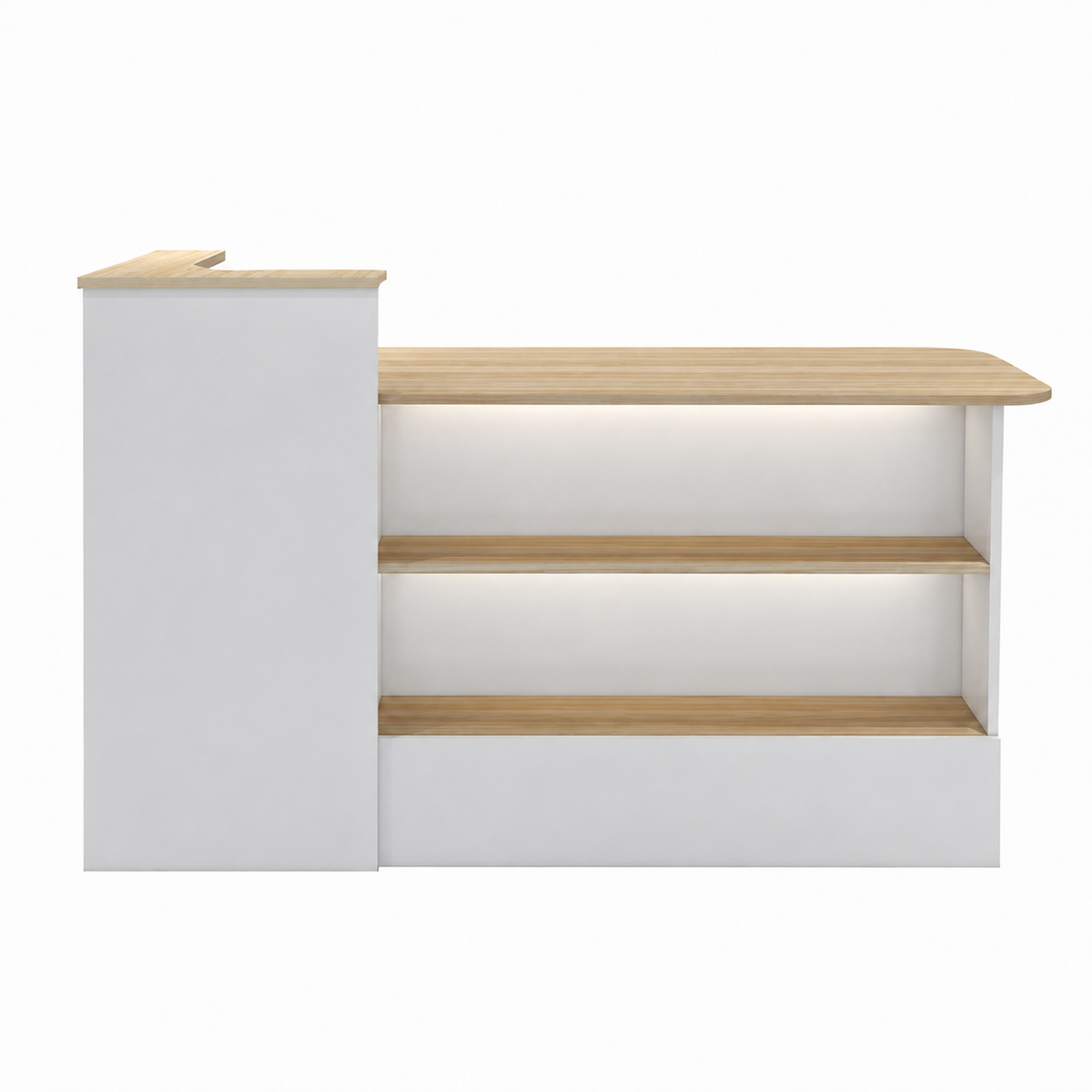 Checkout Counter with Dual-Level Worktop and Display Shelves