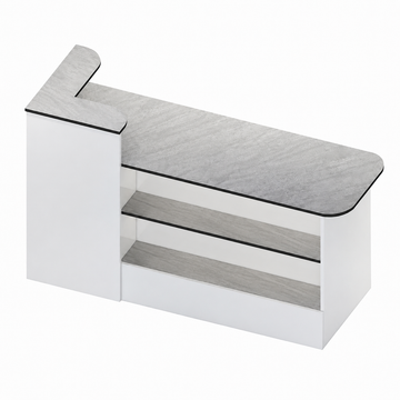 Checkout Counter with Dual-Level Worktop and Display Shelves