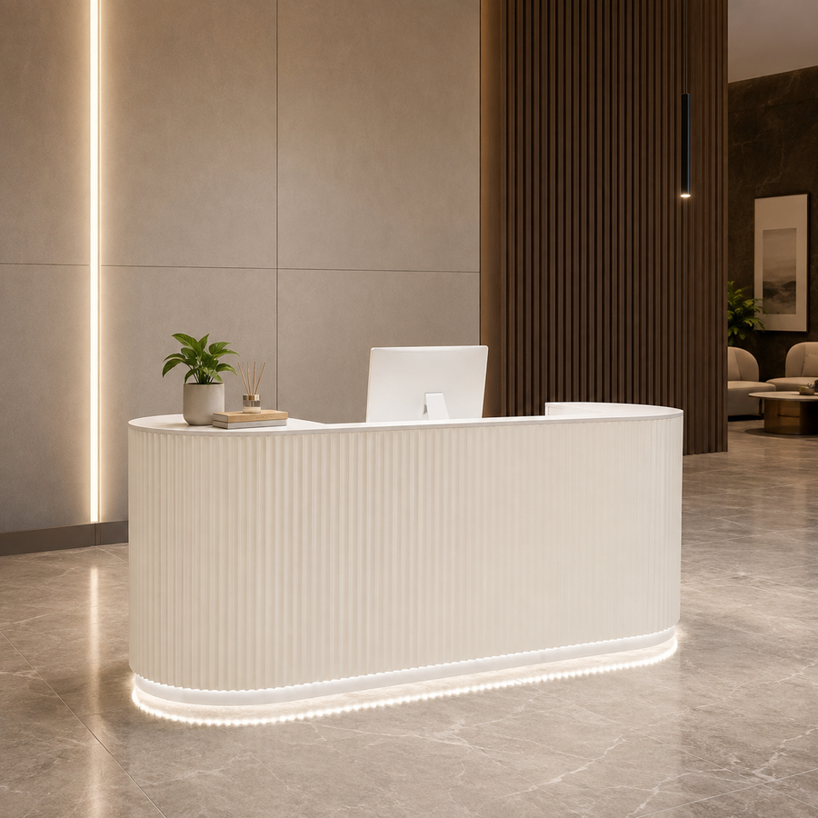 Curved Fluted Reception Counter with LED Lighting
