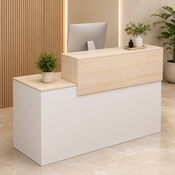 Straight Reception Desk with Dual-Level Worktop