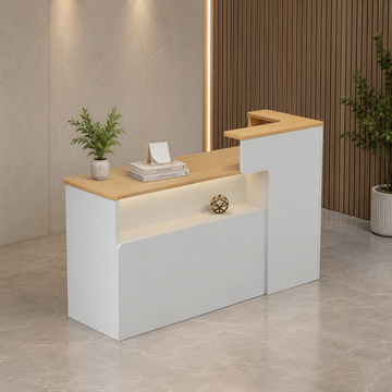 Dual-Level Checkout Counter with Display Shelf