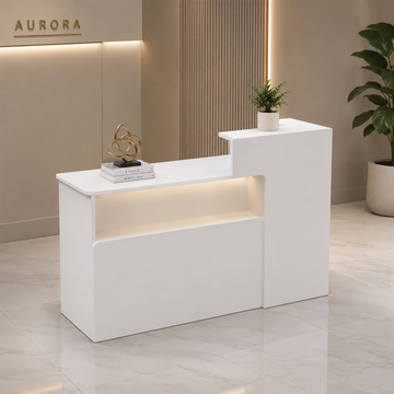 Dual-Level Checkout Counter with Display Shelf