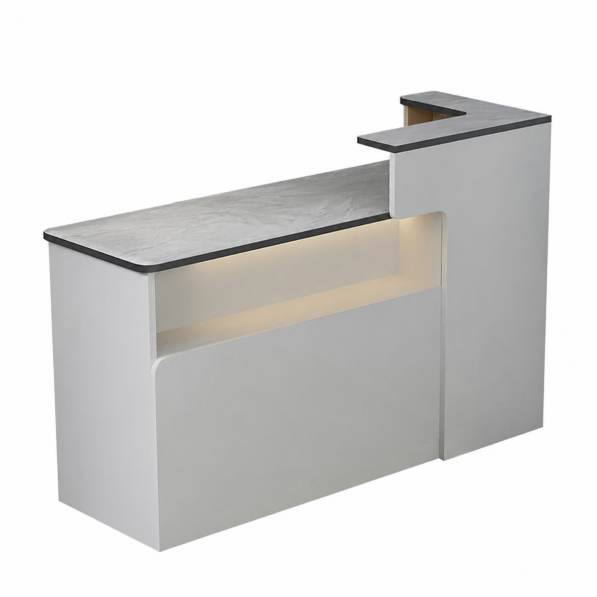 Dual-Level Checkout Counter with Display Shelf