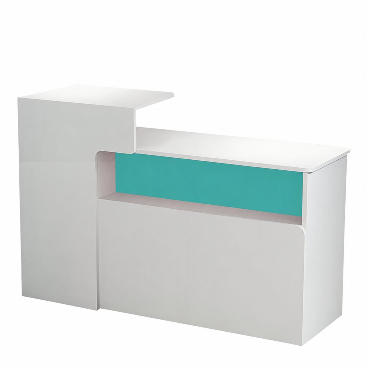 Dual-Level Checkout Counter with Display Shelf