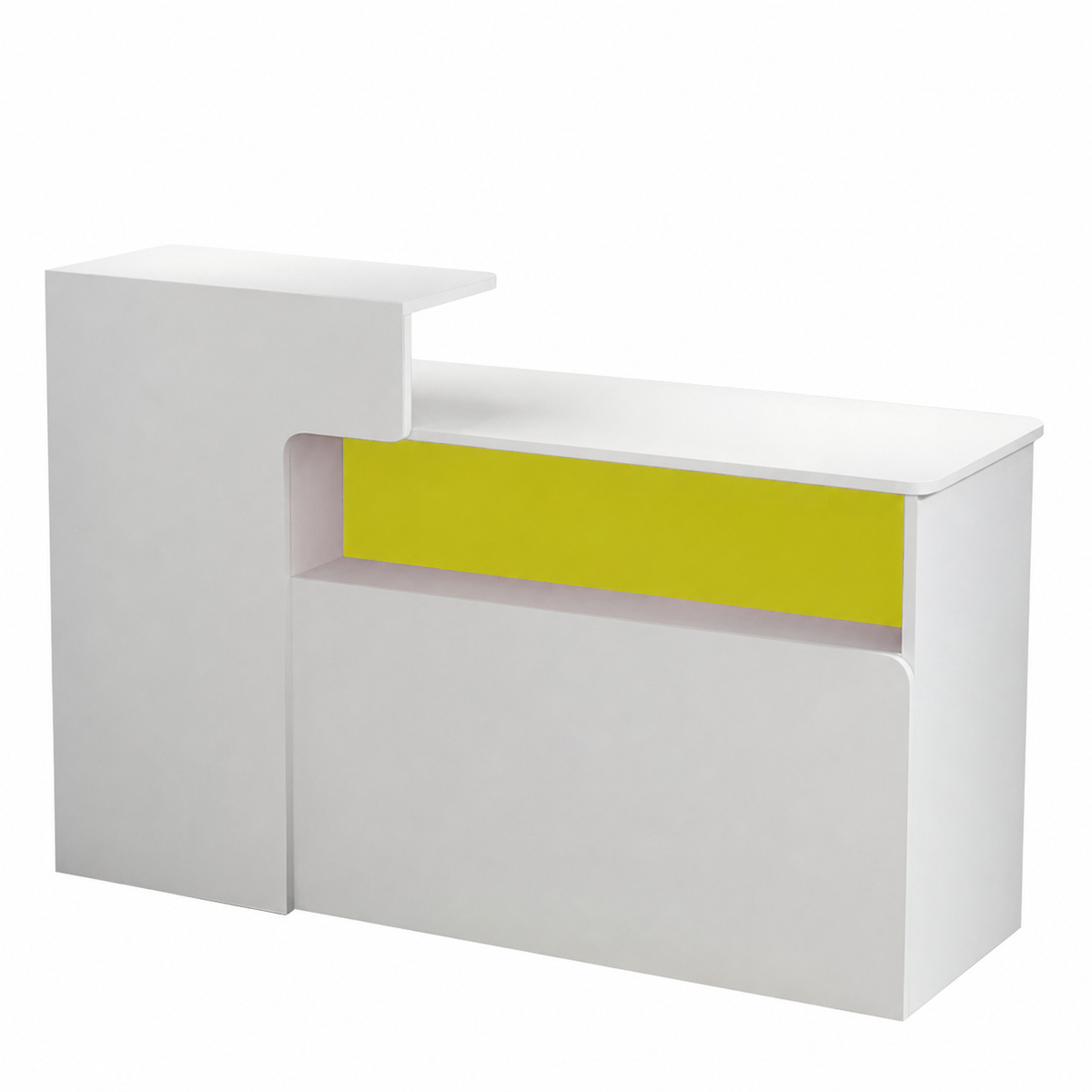 Dual-Level Checkout Counter with Display Shelf