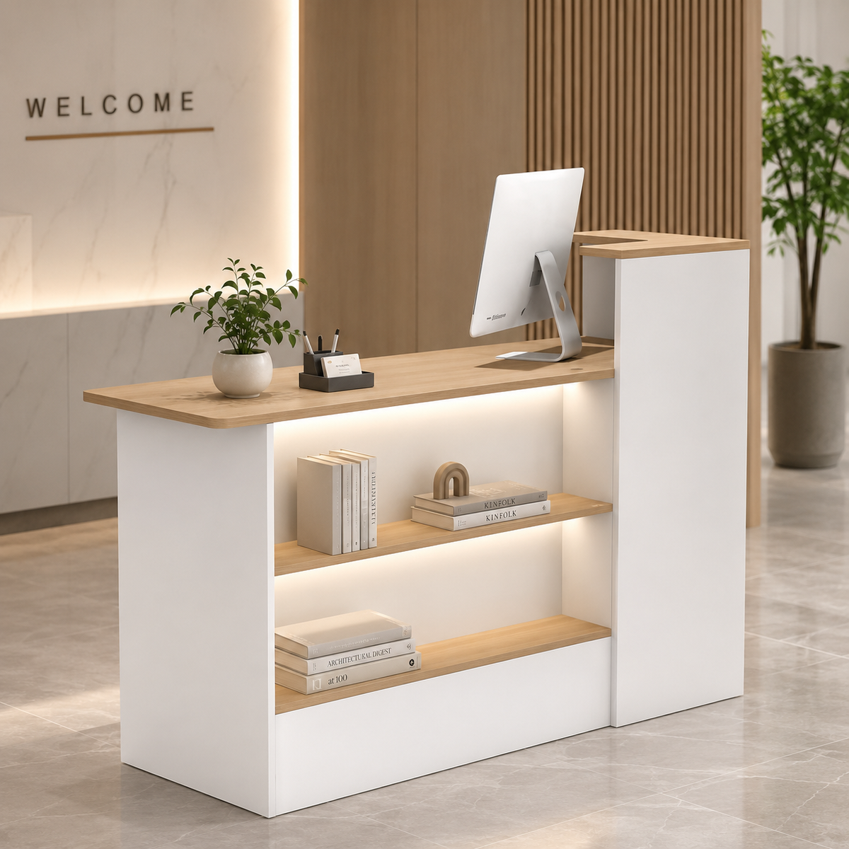 Reception Desk with Two-Tier Counter