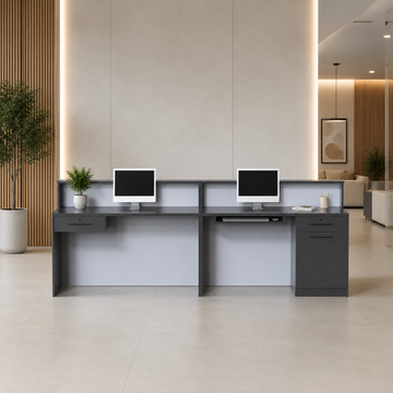 LED Reception Desk with Storage Cabinet and Keyboard Tray