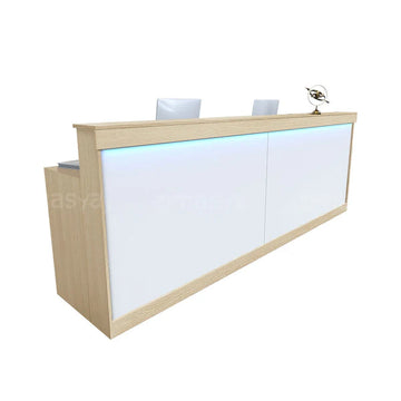 LED Reception Desk with Storage Cabinet and Keyboard Tray