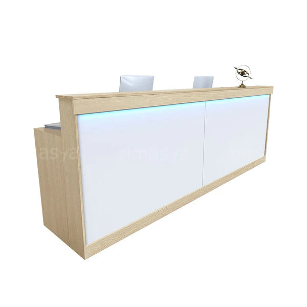 LED Reception Desk with Storage Cabinet and Keyboard Tray