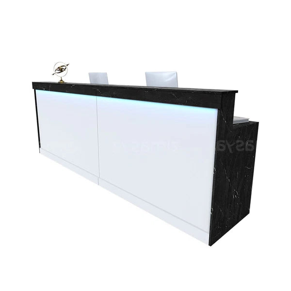 LED Reception Desk with Storage Cabinet and Keyboard Tray