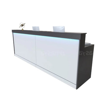 LED Reception Desk with Storage Cabinet and Keyboard Tray