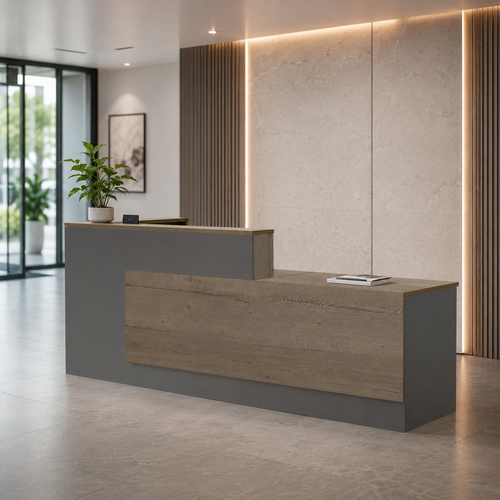 L-Shaped Reception Desk with Side Storage