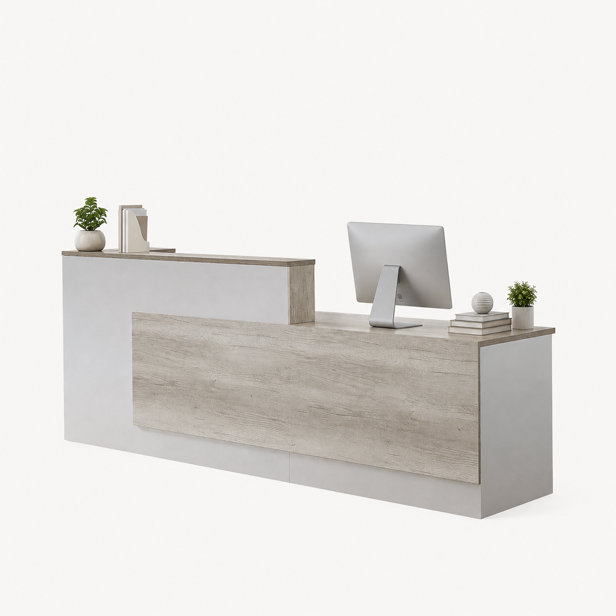 L-Shaped Reception Desk with Side Storage