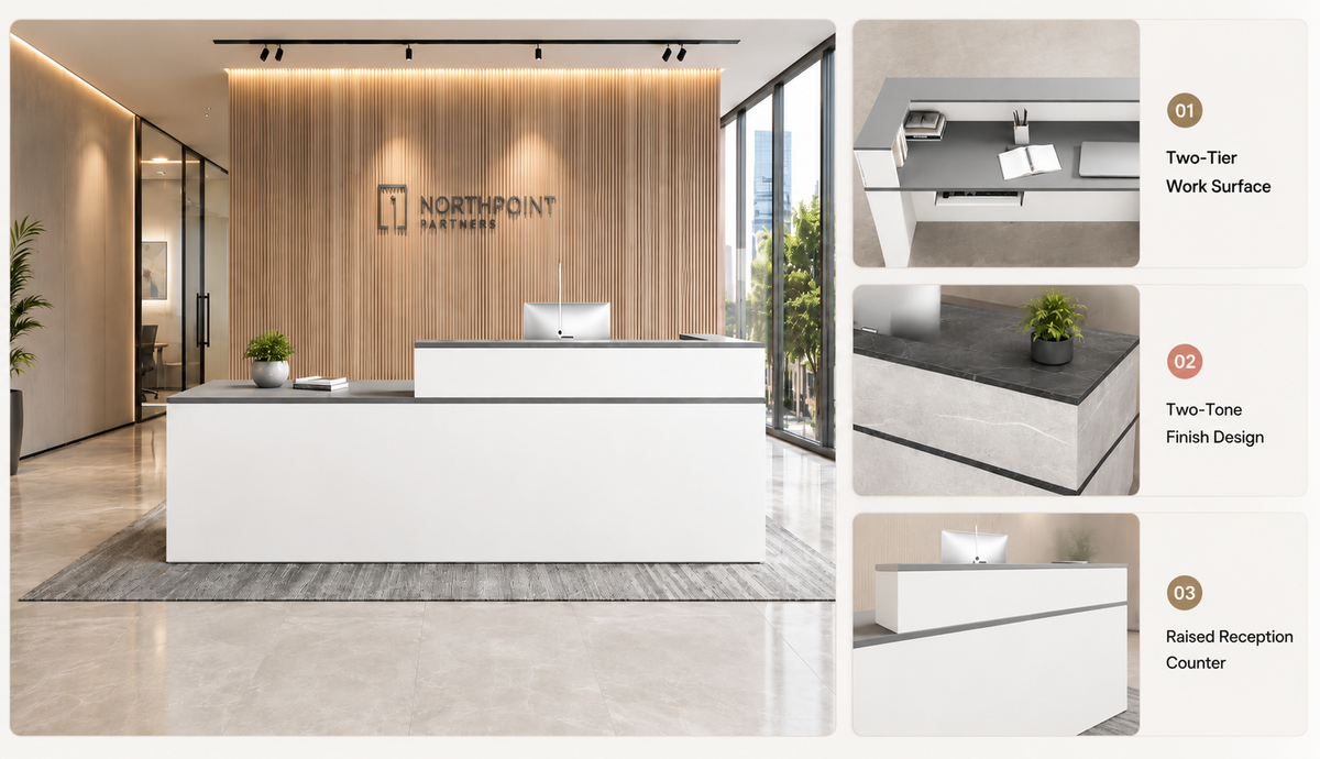 reception-desk-keyboard-tray-lockable-drawer
