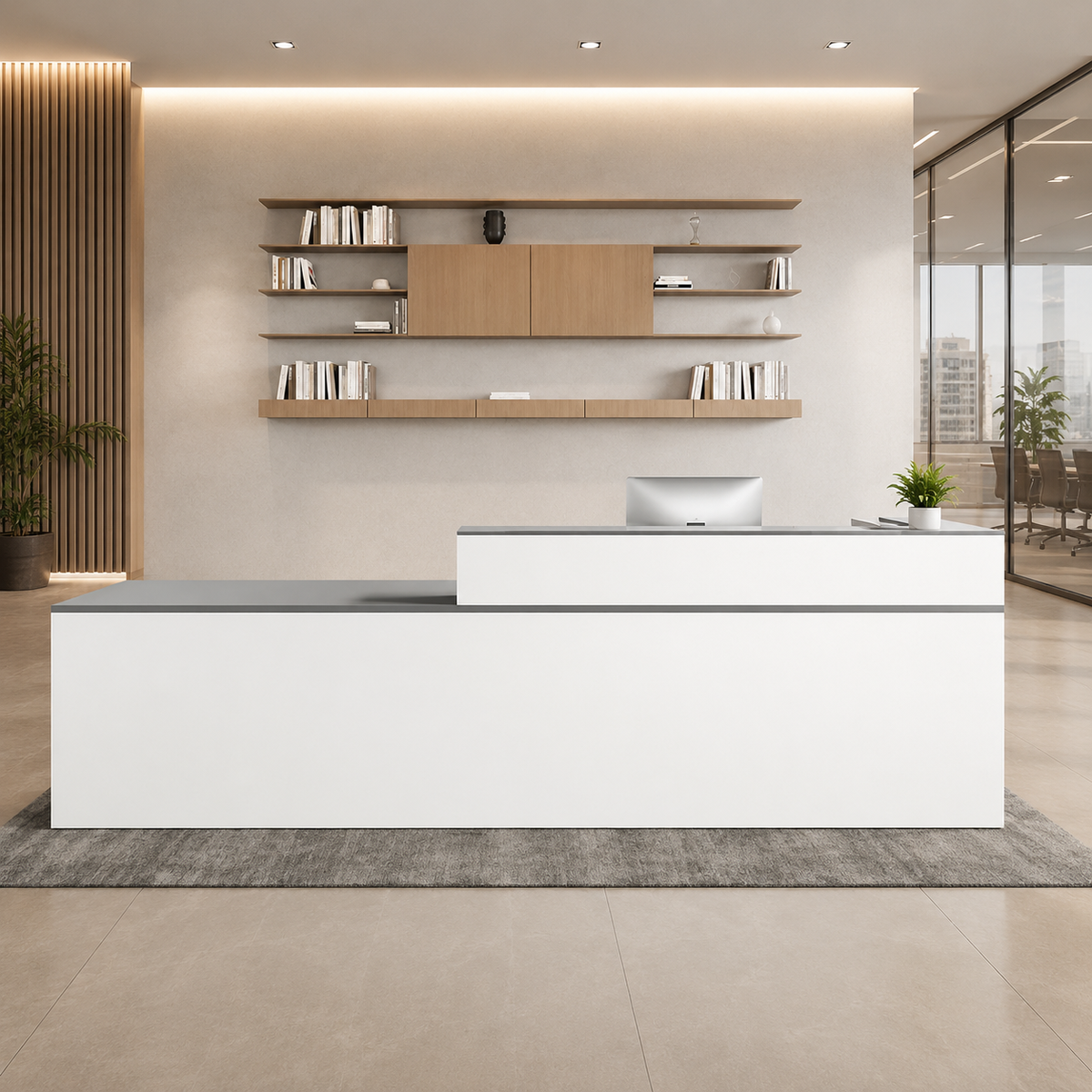 reception-desk-keyboard-tray-lockable-drawer