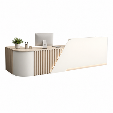 L-Shaped Reception Desk with Storage Cabinet