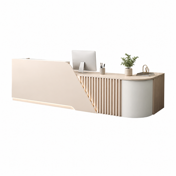L-Shaped Reception Desk with Storage Cabinet