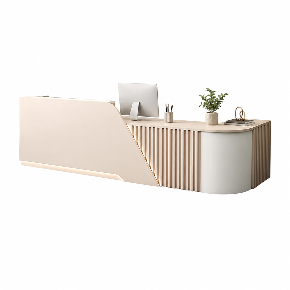 L-Shaped Reception Desk with Storage Cabinet