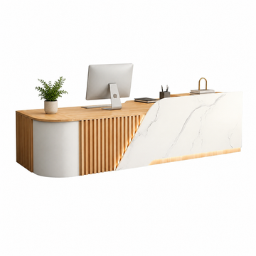L-Shaped Reception Desk with Storage Cabinet