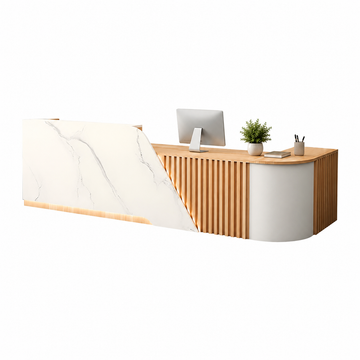 L-Shaped Reception Desk with Storage Cabinet