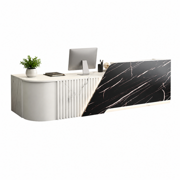 L-Shaped Reception Desk with Storage Cabinet