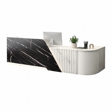 L-Shaped Reception Desk with Storage Cabinet