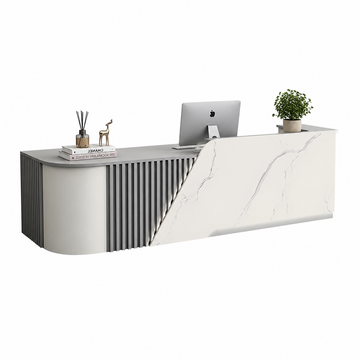 L-Shaped Reception Desk with Storage Cabinet