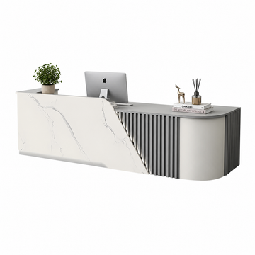 L-Shaped Reception Desk with Storage Cabinet