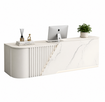L-Shaped Reception Desk with Storage Cabinet