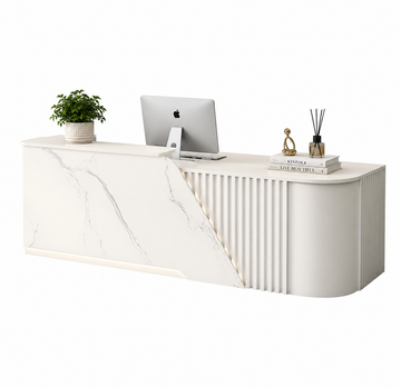 L-Shaped Reception Desk with Storage Cabinet