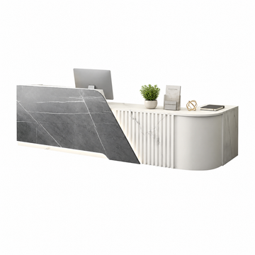 L-Shaped Reception Desk with Storage Cabinet