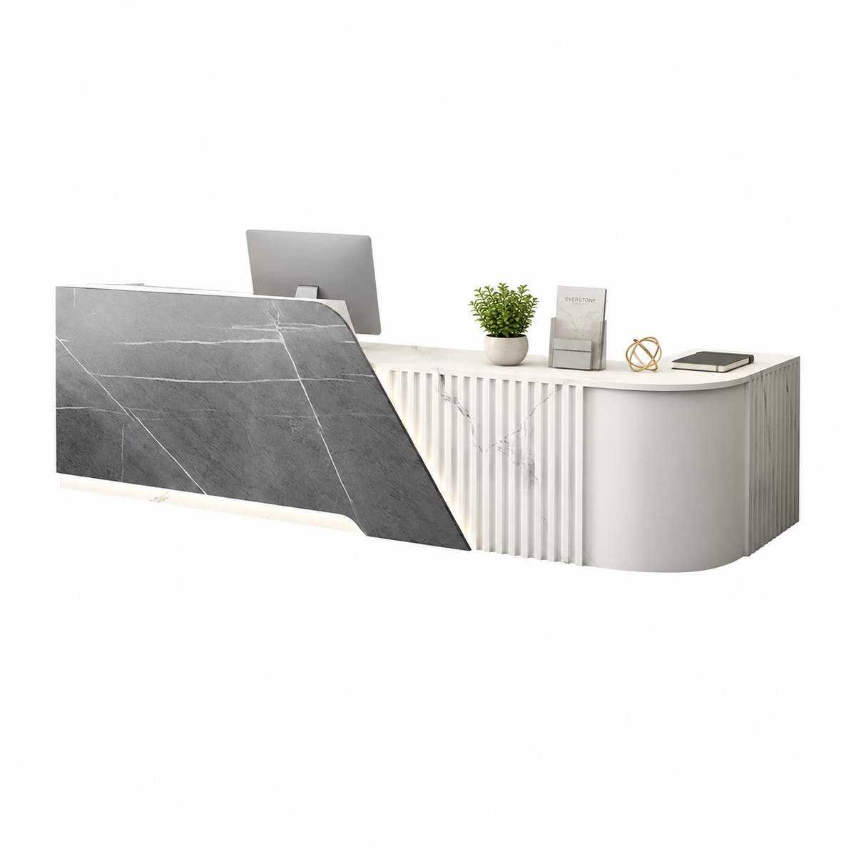 L-Shaped Reception Desk with Storage Cabinet