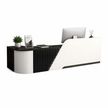L-Shaped Reception Desk with Storage Cabinet