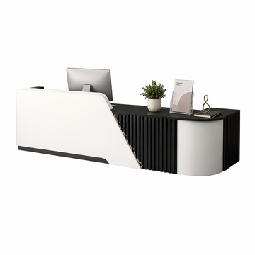 L-Shaped Reception Desk with Storage Cabinet