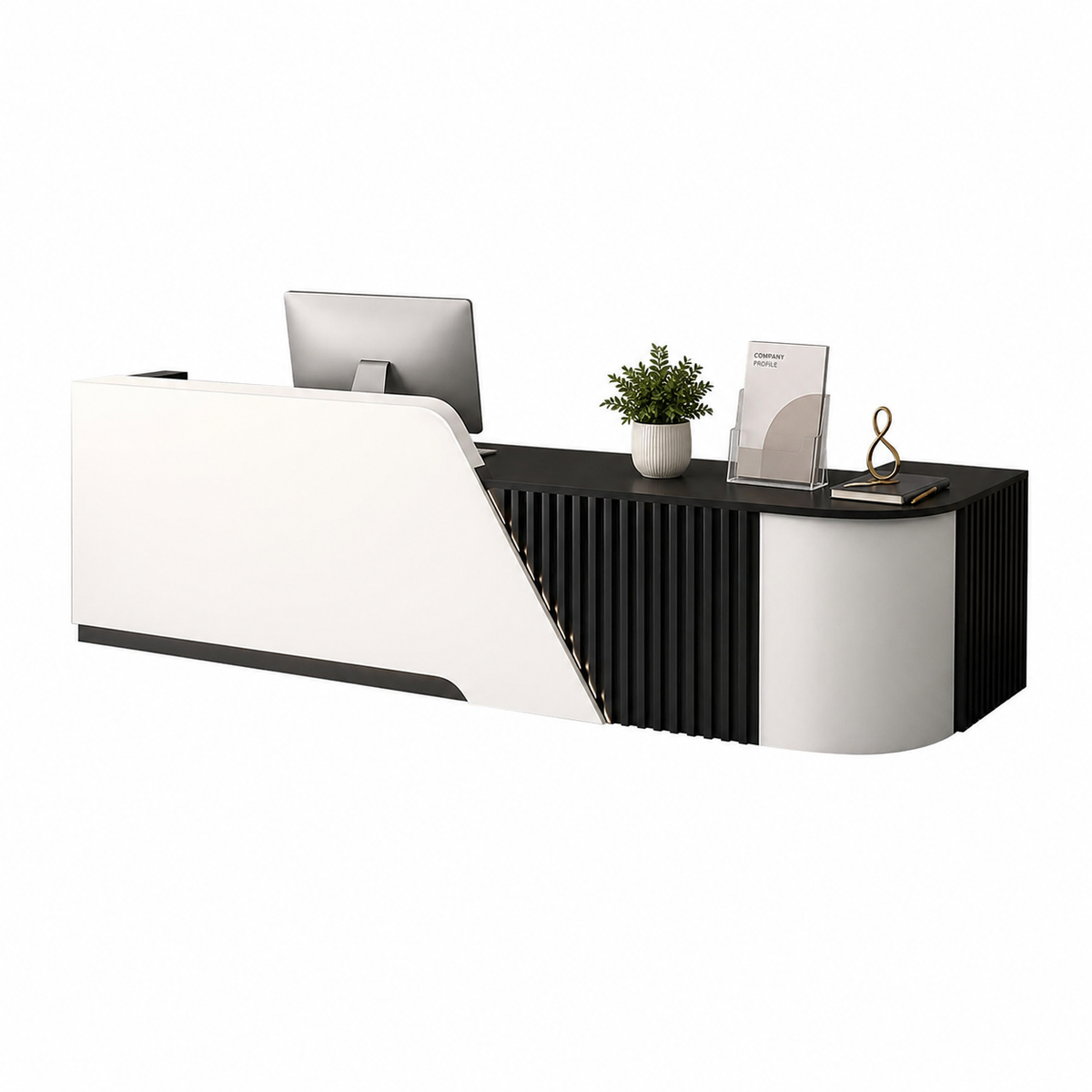 L-Shaped Reception Desk with Storage Cabinet