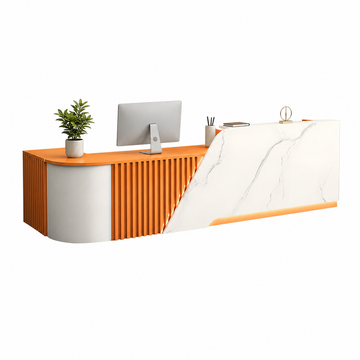 L-Shaped Reception Desk with Storage Cabinet