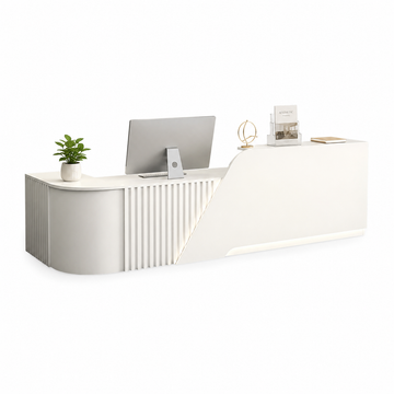 L-Shaped Reception Desk with Storage Cabinet
