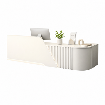 L-Shaped Reception Desk with Storage Cabinet