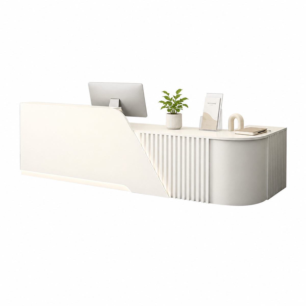 L-Shaped Reception Desk with Storage Cabinet