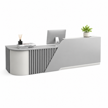 L-Shaped Reception Desk with Storage Cabinet