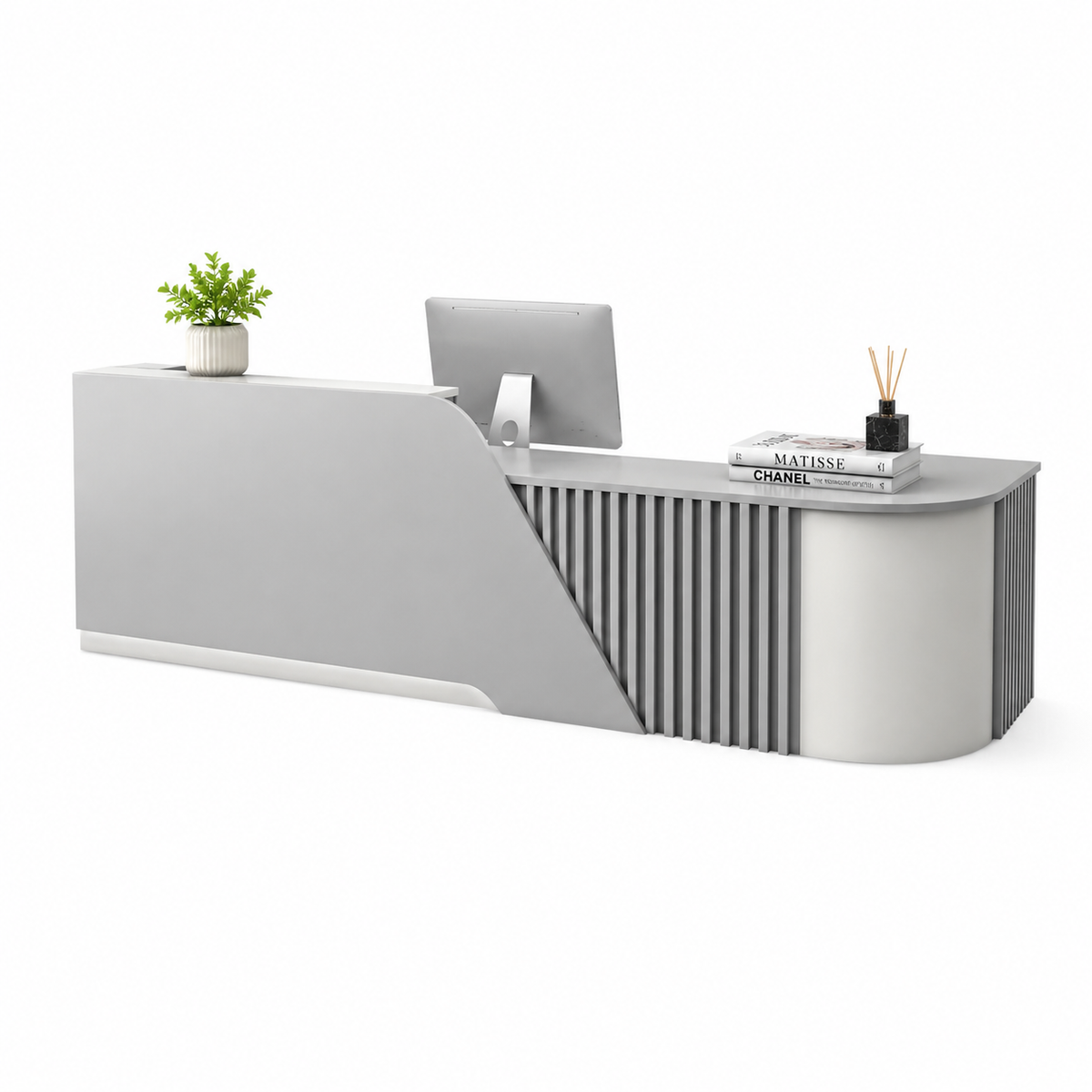 L-Shaped Reception Desk with Storage Cabinet