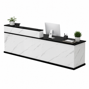 Wide Reception Desk with Raised Counter and Storage