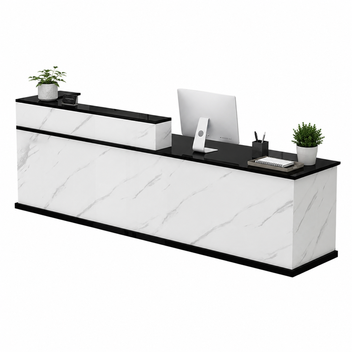 Wide Reception Desk with Raised Counter and Storage