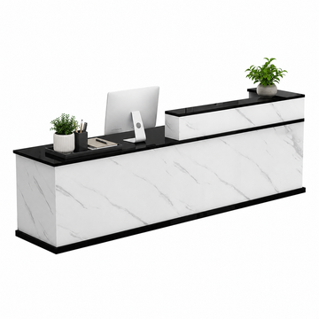 Wide Reception Desk with Raised Counter and Storage