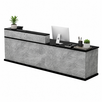 Wide Reception Desk with Raised Counter and Storage