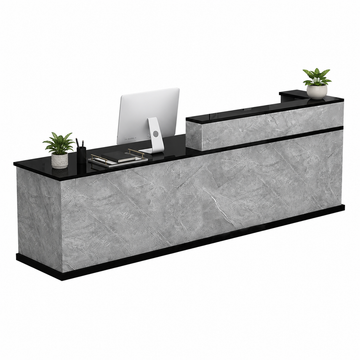 Wide Reception Desk with Raised Counter and Storage