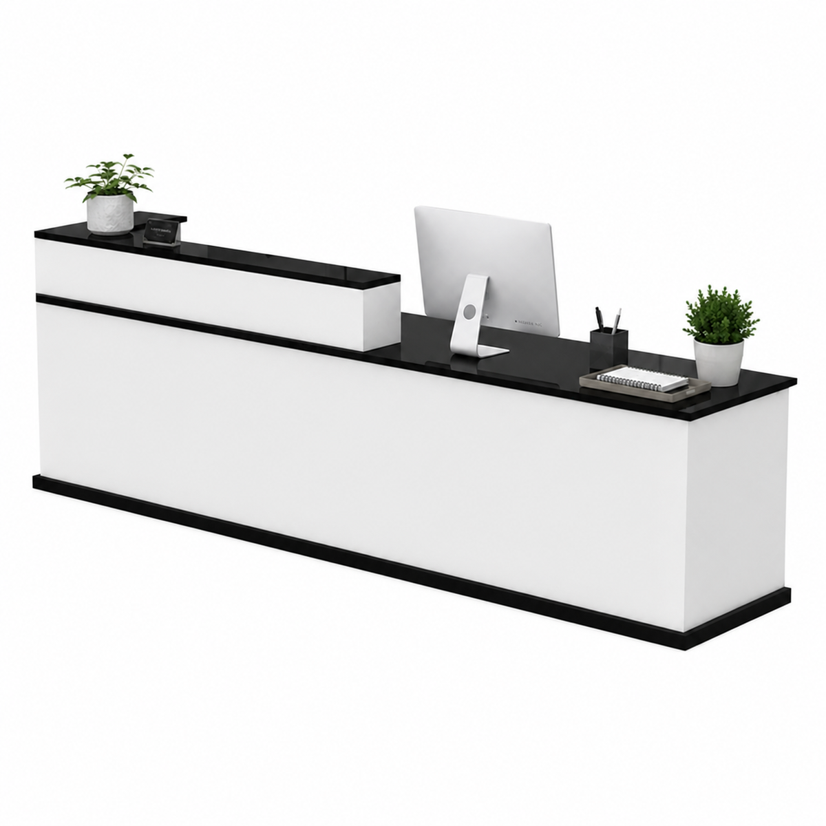 Wide Reception Desk with Raised Counter and Storage