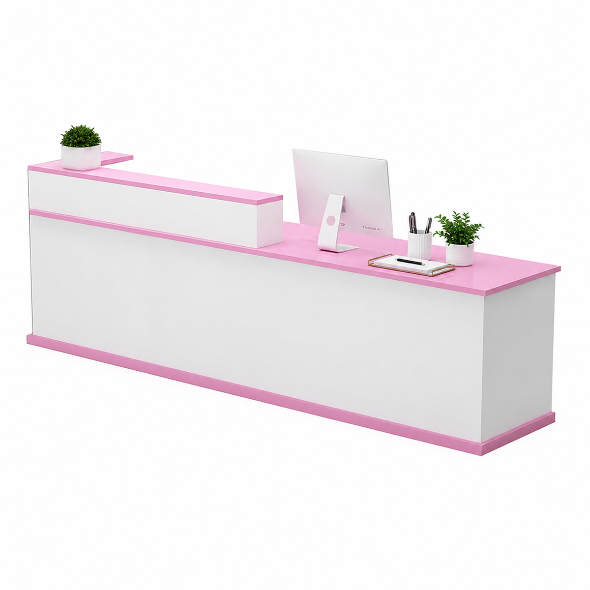 Wide Reception Desk with Raised Counter and Storage