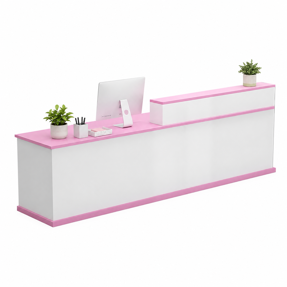 Wide Reception Desk with Raised Counter and Storage